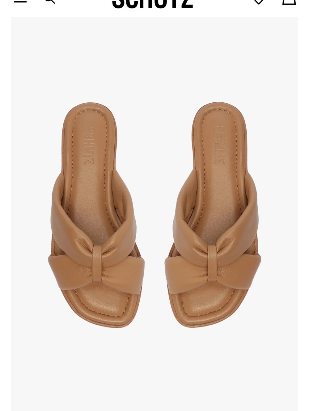 SCHUTZ Tan Knotted Leather Slide Mules